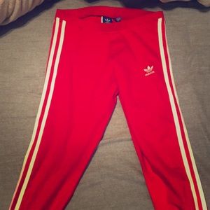 Red adidas leggings